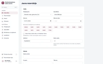 Jauna rezervācija: Jauns pieraksts dažos soļos.