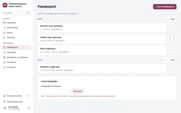 Pakalpojumi: Tavs piedāvājums skaidri sakārtots.