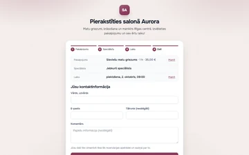Klienta informācija: Pēdējais solis pirms pieraksta.